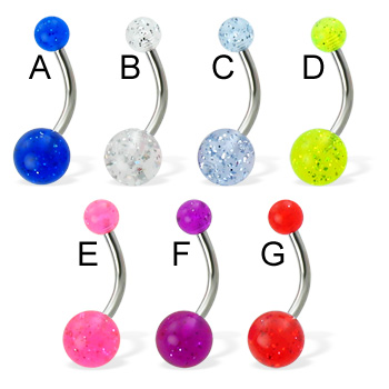 Acrylic glitter belly button ring