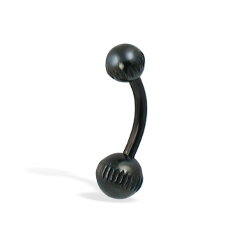 Black notched ball belly button ring