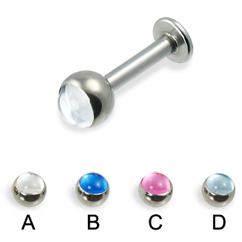 Labret with cabochon ball, 12 ga