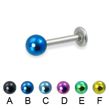 Labret with colored ball, 14 ga