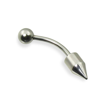 Curved barbell with spike and ball, 16 ga