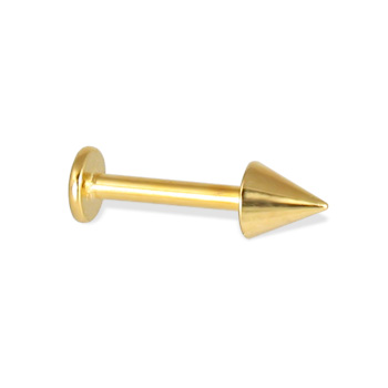Gold Tone labret with cone, 14 ga