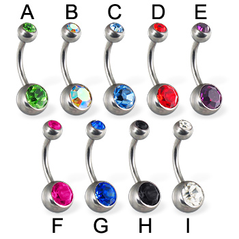 Double jeweled belly button ring