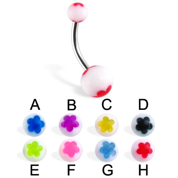 Acrylic flower belly button rings