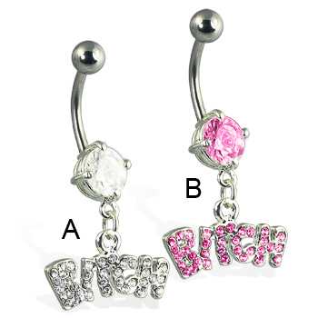 Jeweled Bitch Belly Button Ring