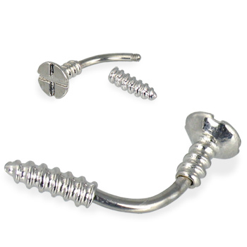 Screw Curved Barbell / Navel Ring, 14 Ga