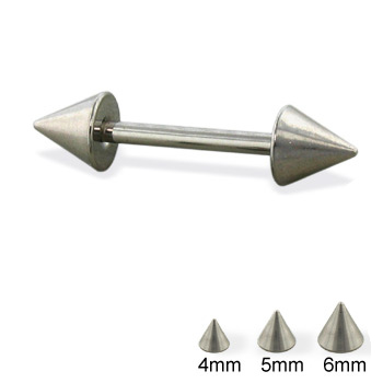 Titanium cone straight barbell, 14 ga