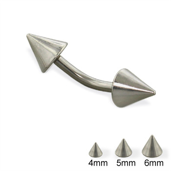 Titanium cone curved barbell, 14 ga