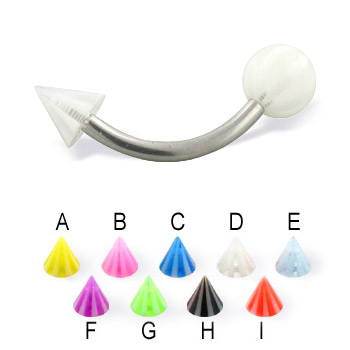 Beach ball and cone curved barbell, 14 ga