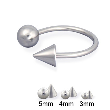 Steel ball and cone circular barbell, 16 ga