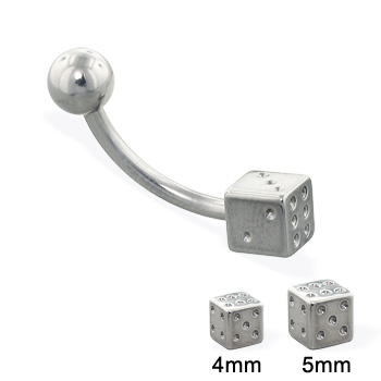 Dice and ball curved barbell, 14 ga