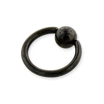 Black captive bead ring, 14 ga