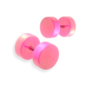 Pair of fake metalic pink plugs, 16GA