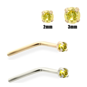 14K Gold Yellow Diamond Nose Pin