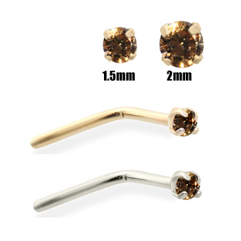 14K Gold Cognac Diamond Nose Pin