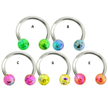 Surgical Steel Horseshoe with Balls with multicolored splatter