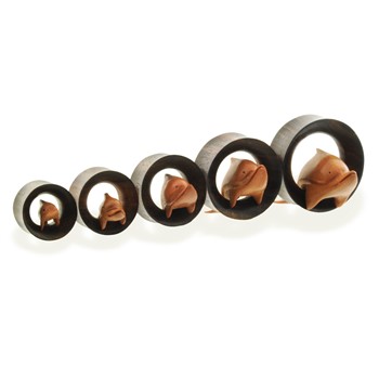 Pair Of Organic Wooden Saddle Fit Plugs with Dolphin