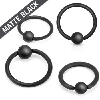 14G Matte Black Captive Bead Ring