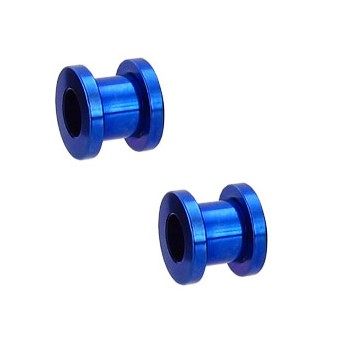 Pair Of Titanium Anodized Tunnels with Threaded Back - Blue