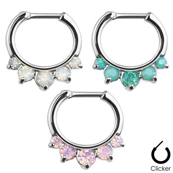 Five Pronged Opalites 316L Surgical Steel Septum Clicker Ring