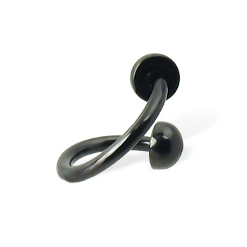 Black half ball spiral barbell, 14 ga, Diameter:1/2" (13mm)