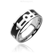316L Surgical Stainless Steel Rings. Black with Gay pride