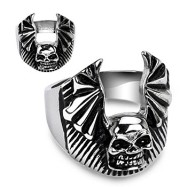 316L Surgical Stainless Steel Skull Bat Wing Ring