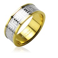 316L Surgical Stainless Steel Rings/ IP Gold/ Steel Center/Maze