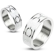 316L Stainless Steel White Enamel Love Links Ring