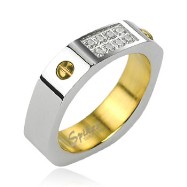316L Stainless Steel Square Faceted 8 CZ Accent Ring