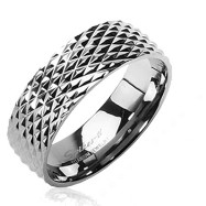 Solid Titanium with Snake Skin Design Ring