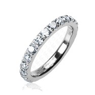 Solid Titanium with Round CZs All Around Band Ring