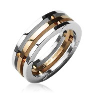 316L Surgical Stainless Steel Rings/3-Connected Pieces/IP Rose Gold Center