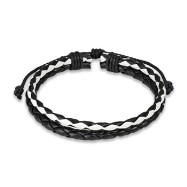 Black & White Braided Layer Leather Bracelet
