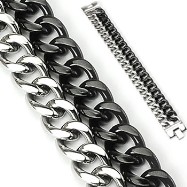 316L Stainless Steel And IP Black Dual Band Bracelet
