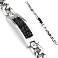 316L Stainless Steel Chain Bracelet With Multi Small Black Chain Plate