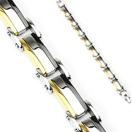 316L Stainless Steel Bracelet With Gold & IP Black Links