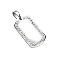Small Size 316L Stainless Steel Gem Paved Dog Tag