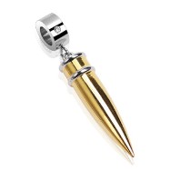 316L Stainless Steel Gold Tone Bullet Pendant with CZ On Ring