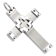 316L Stainless Steel Bolted Abstracted Cross Pendant