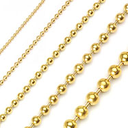 PVD Gold Over 316L Stainless Steel Ball Chain Necklaces