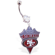 Belly Ring With Official Licensed NFL Charm, San Francisco 49Ers