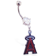 Belly Ring with official licensed MLB charm, Los Angeles Angels