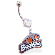 Belly Ring with official licensed NCAA charm, Oregon State Beavers
