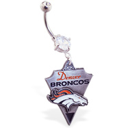 Belly Ring With Official Licensed NFL Charm, Denver Broncos