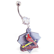 Belly Ring With Official Licensed MLB Charm, St. Louis Cardinals
