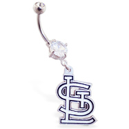 Belly Ring with official licensed MLB charm, St. Louis Cardinals