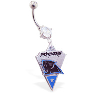 Belly Ring with official licensed NFL charm, Carolina Panthers