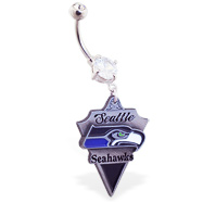 Belly Ring With Official Licensed NFL Charm, Seattle Seahawks