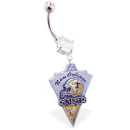 Belly Ring With Official Licensed NFL Charm, New Orleans Saints